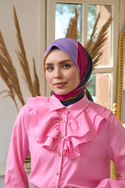 İpekhan Eșarfă moale, verde închis, lavandă, colecția Summer Sparkle - 1190-03