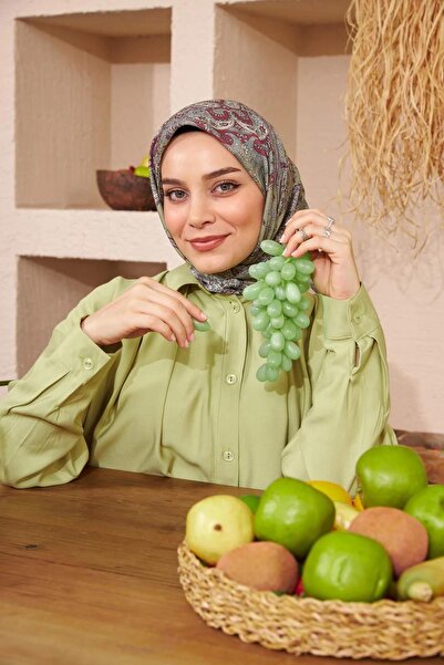 İpekhan İpekhan Etnik Serisi Yeşil Pamuk Viskon Eşarp 1116-01