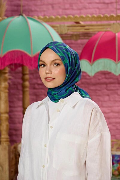 İpekhan Marrakech Koleksiyon Soft Eşarp Pers Mavi Yeşil 1196-03