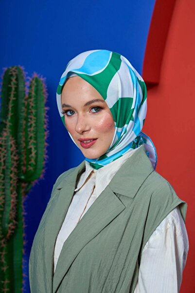 İpekhan Eșarfă moale de colecție Marrakech, verde mare, albastru 1207-01