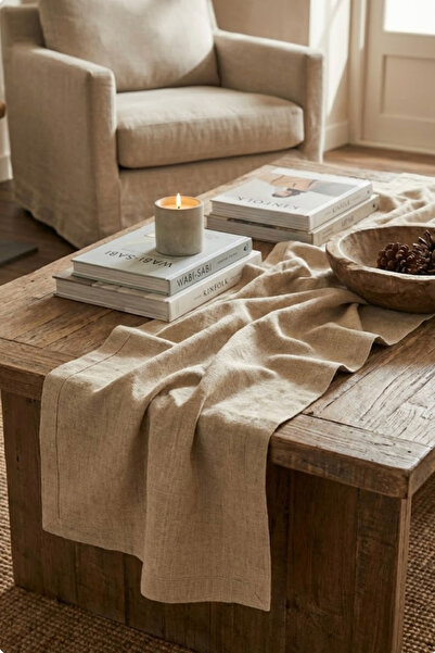 Morlay LINEN | Organik Ham Keten Runner Naturel 40 x 110 Cm