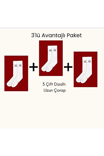 VEGTER 3'lü Uzun Boy Çorap Unisex Voleybol & Basketbol & Futbol & Tenis Antrenman