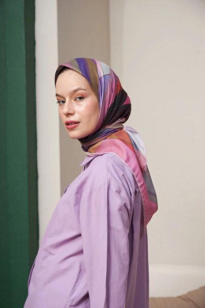 İpekhan Геометричний рожевий шарф з віскози