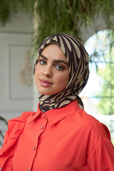 İpekhan مجموعة أوشحة ناعمة باللون البيج والبني اللامع للصيف - 1184-10