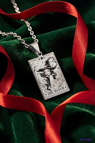 ArtinArt الساحرة - بطاقة التارو الساحرة |   قلادة من الفولاذ 316L
