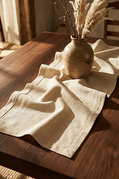 Morlay LINEN | Organik Ham Keten Runner Naturel 40 x 110 Cm