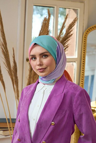 İpekhan Yaz Işıltısı Koleksiyonu Soft Eşarp Su Yeşili Lila 1190-04