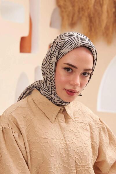 İpekhan Серія лінійних візерунків Коричневий бавовняний віскозний шарф 1121-02