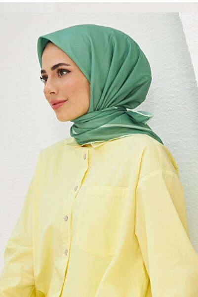 İpekhan Eșarfă din viscoză din bumbac cu model uni verde nuc