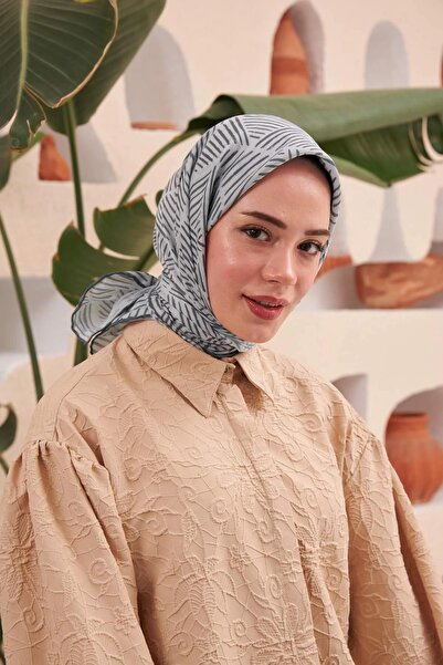 İpekhan Сребрист шал от памук и вискоза на райета Ipekhan - 1121-01