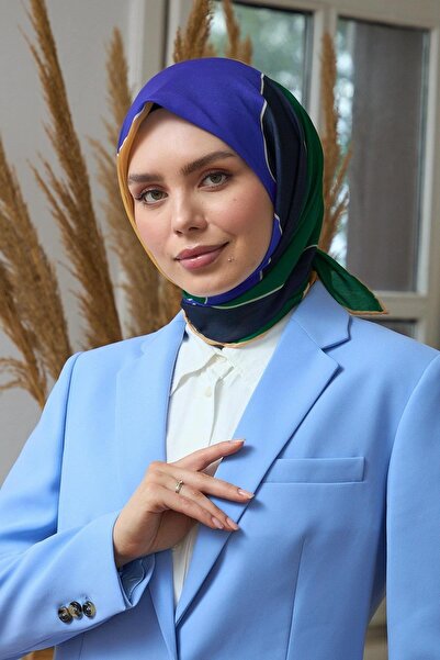 İpekhan Yaz Işıltısı Koleksiyonu Soft Eşarp Yeşil Lacivert 1190-11