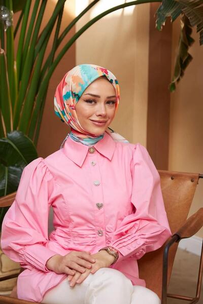 İpekhan Relax Rainbow Soft Scarf Brick Turquoise 1154-04