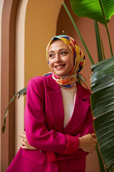 İpekhan Relax Rainbow Soft Eşarp Lacivert Sarı 1154-07