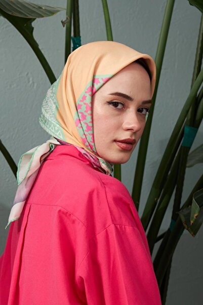 İpekhan İpekhan Geometrik Desen Serisi Yağ Yeşili Pamuk Viskon Eşarp 1126-13