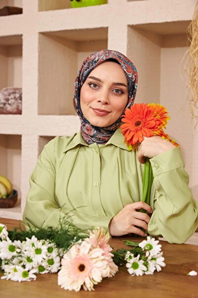 İpekhan İpekhan Etnik Serisi Kiremit Pamuk Viskon Eşarp 1116-05