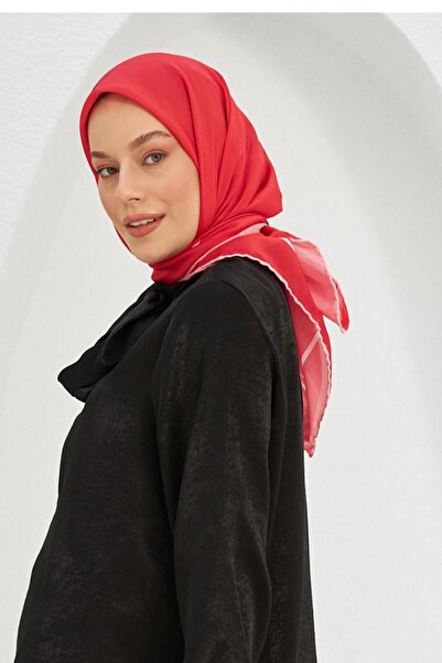 İpekhan وشاح قطني أحمر منقوش من الفيسكوز