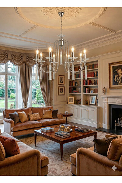 yıldırımavize Kontes 8 Li Avize Gümüş Renk Nikel Kaplama (TAM MONTAJLIDIR.)