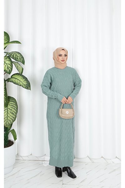 NİSUM MODA Basket Knitted Sweater Dress