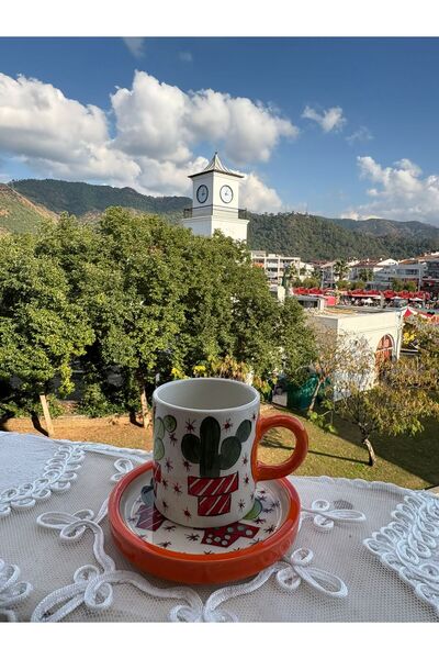 shop El yapımı kaktüs desenli seramik espresso kahve kupa fincan