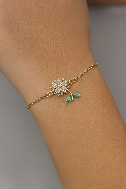 Stilly سوار قابل للتعديل بزخارف أوراق الشجر والزهور من الفولاذ المقاوم للصدأ