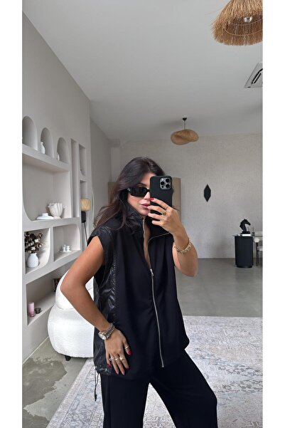 Buket Teke Black Parachute Fabric Detailed Modal Suit