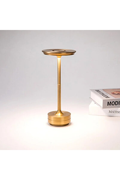 Cata Toronto Dekoratif Tırtıklı Şarjlı Masa Lambası Gold Dokunmatik Ct-8438