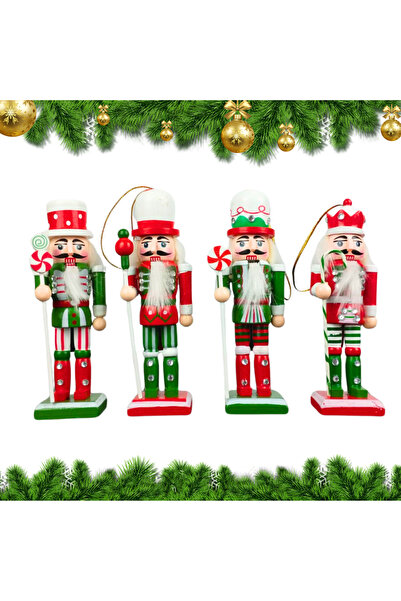 duoguo Nutcracker figurine, 13 cm, Wood, Set of 4 figurines, Christmas decoration, painted wood