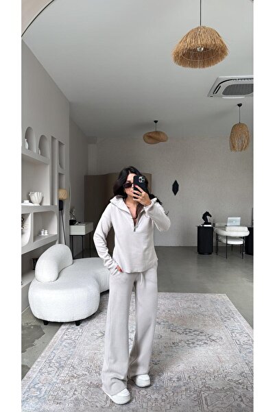 Buket Teke Beige Zippered Thessaloniki Suit