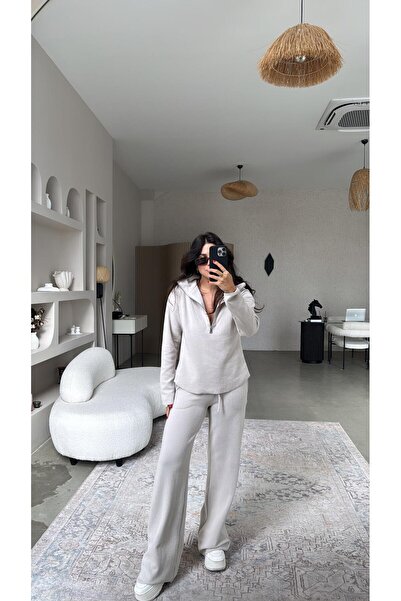 Buket Teke Beige Zippered Thessaloniki Suit