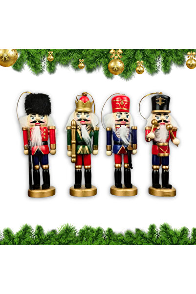 duoguo Nutcracker figurine, 13 cm, Wood, Set of 4 figurines, Christmas decoration, painted wood