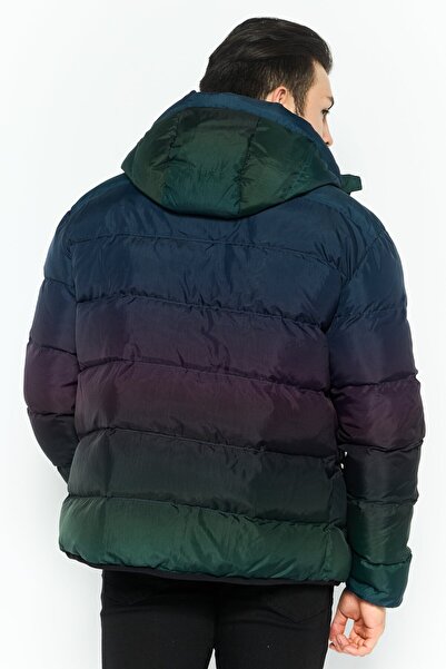Emporio Armani Men Hooded Ombre Puffer Jacket, Navy