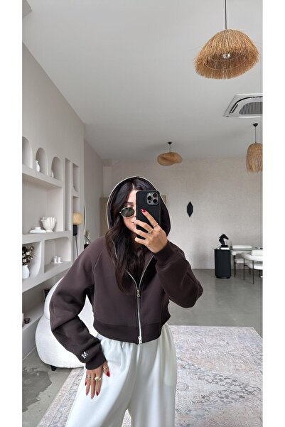 Buket Teke Hanorac maro M cu broderie cu trei fire Ş cu căptușeală din fleece