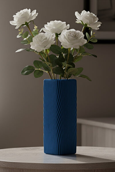 MEK Vază pătrată texturată modernă, rotativă, albastră (20x6,5cm)