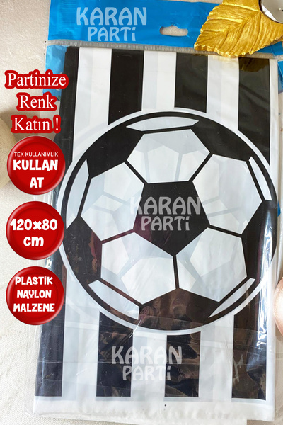 karanca parti süs مفرش طاولة بلاستيكي أسود وأبيض للاستخدام مرة واحدة لتزيين ط...