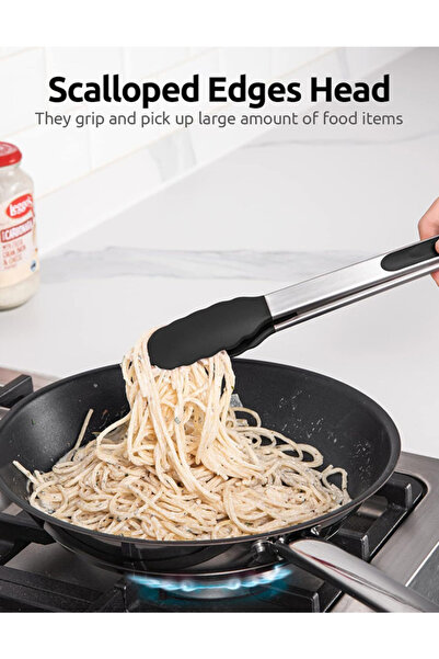 Lucky Tree Silicone Tongs for Cooking Professional Stainless Steel Cooking Tongs Heat-Resistant