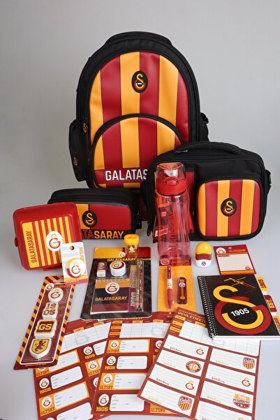 Galatasaray New Season Licensed Partial Full Stationery School Set with 3 Compartments for School, Pencil and Lunch