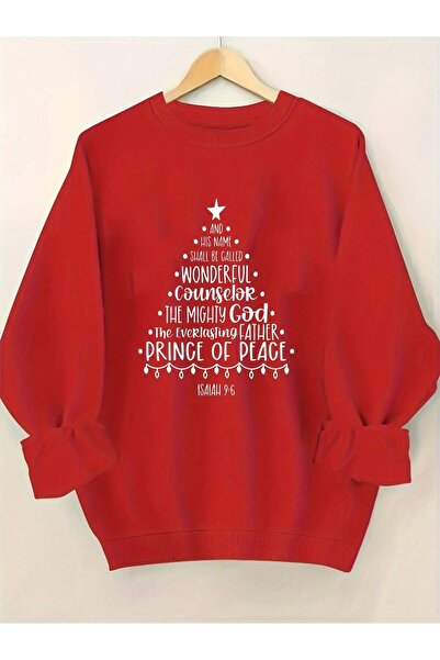 Velostra Unisex Christmas Tree Printed 3 Thread Inside Sha Fleece-Lined Isiklet Collar Sweatshirt