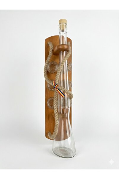 OEM Glass shot glasses, Set of 6 glasses with wooden stand in the shape of a shotgun, Rustic design