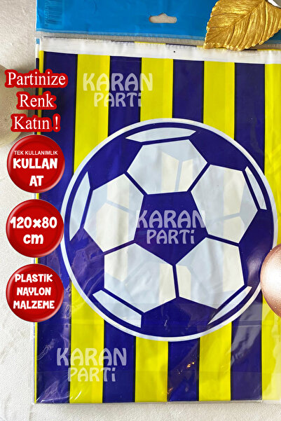 karanca parti süs مفرش طاولة أصفر وأزرق داكن للاستخدام مرة واحدة لحفلات أعياد...