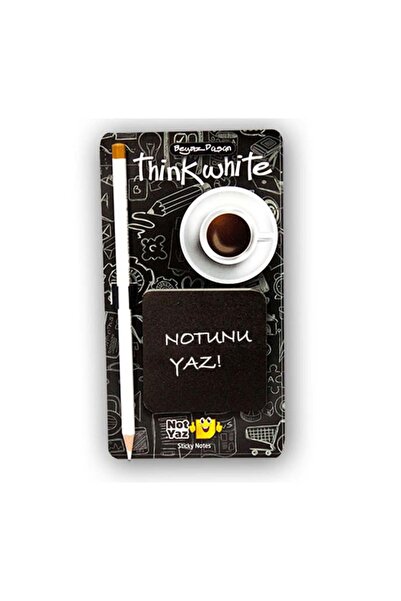 EJOYA Think White Siyah Yapışkanlı Not Kağıdı / Beyaz Kalemli