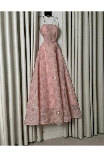 ELHAM FASHION Pink evening dress with hand embroidery