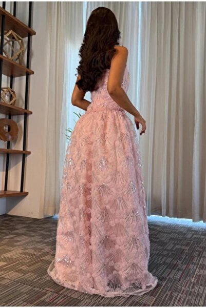 ELHAM FASHION Pink evening dress with hand embroidery