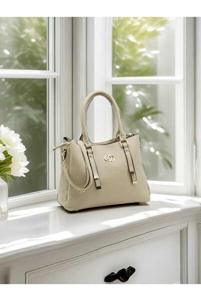 Generic Elegant Artificial Leather Tote Bag – Women’s Structured Handbag with Gold Accents & Top Handles