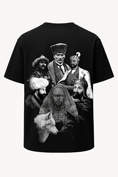 nirvoda Oversized Turkish Rulers - Leaders of Turkey Printed T-Shirt - Large Print - Wide Cut