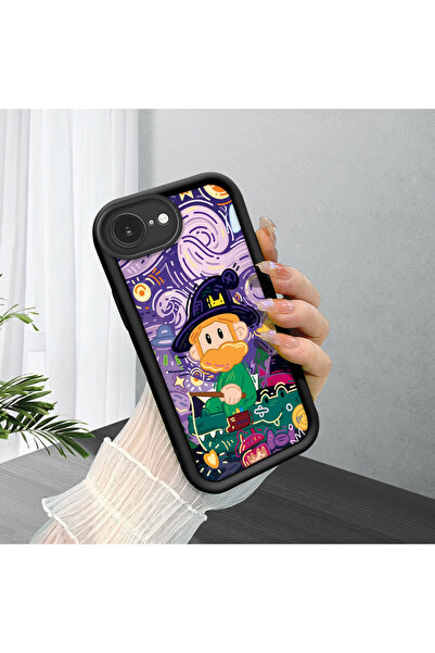 ucuc غطاء هاتف متوافق مع آيفون 16e من السيليكون الأسود بنمط ليلة النجوم لفان ...