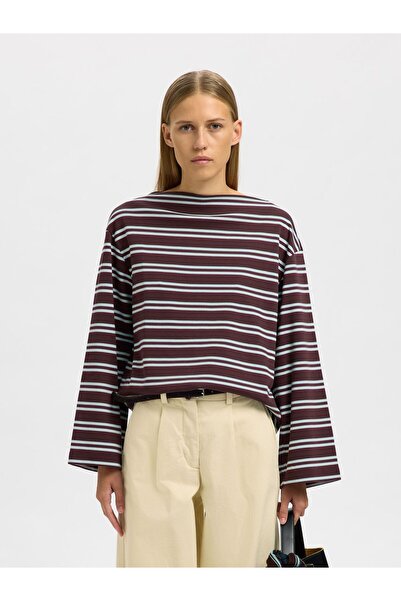 SELECTED Oberteil mit langen Ärmeln U-Boot-Ausschnitt