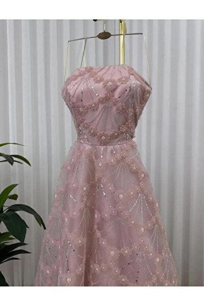 ELHAM FASHION Pink evening dress with hand embroidery