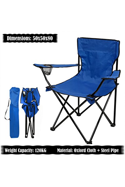 Generic Folding Camping Chair with Armrests and Cup Holder, Foldable Beach And Garden Chair (1Pc)
