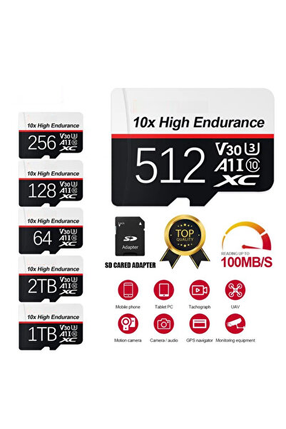 Generic High Endurance Micro SD Memory Card – 10X Speed, A1 V30, 2TB / 1TB / 512GB / 256GB, 4K Ultra HD