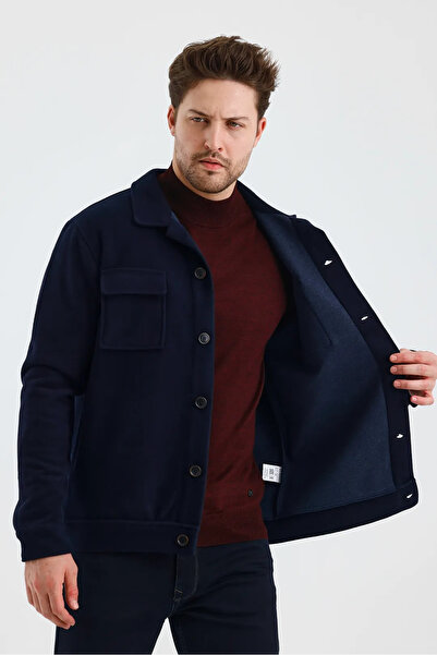 Wellalux Men's Shirt Collar Long Sleeve Cardigan